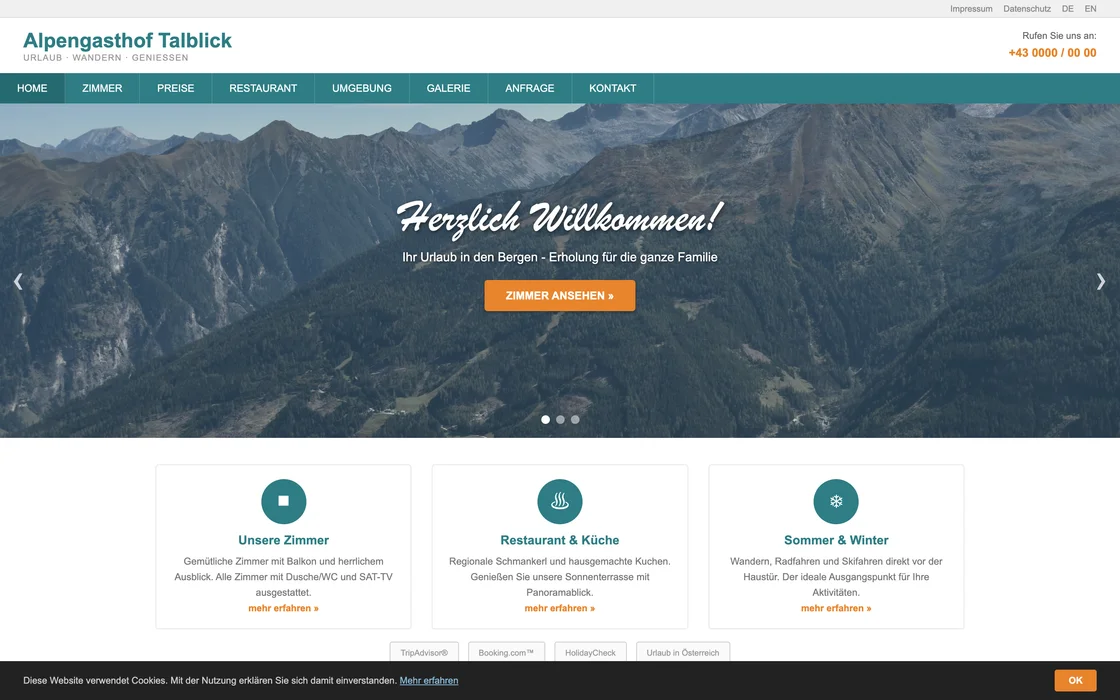 Dated website: Alpine inn