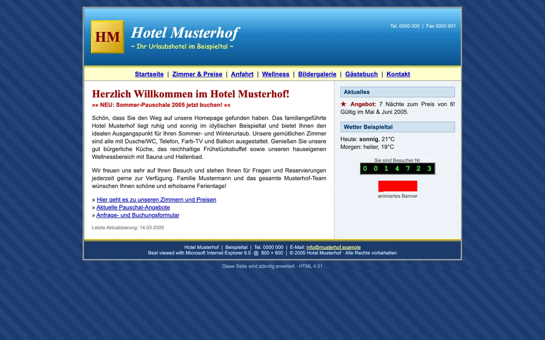 Dated website: Lakeside hotel