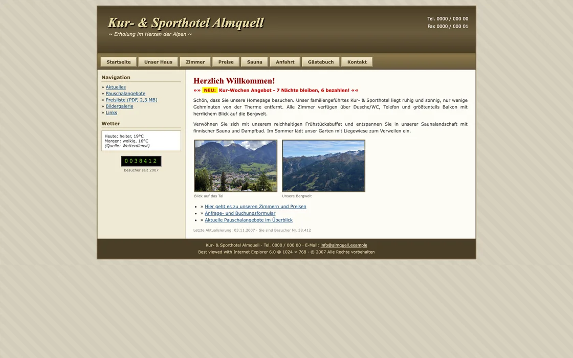 Dated website: Spa hotel